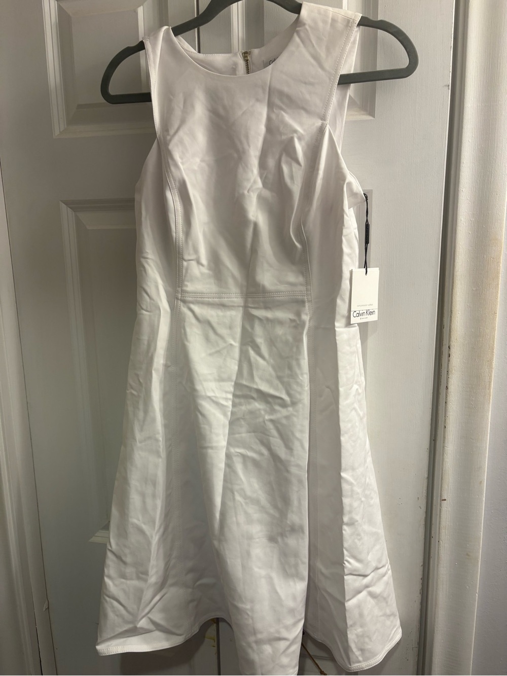 Calvin Klein White Sleeveless Fit-and-Flare Dress